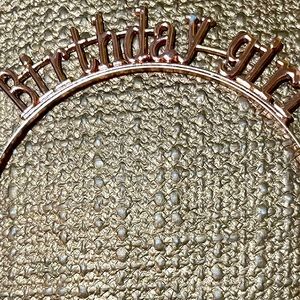 Birthday girl headband with metallic lettering standard sized